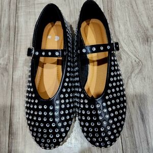 Black Studded Kids Shoes